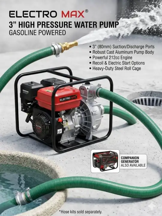 Electro Max 3" high pressure water pump (petrol)