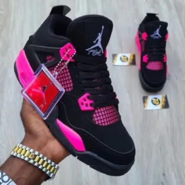Air Jordan 4 – black & hot pink (Thunder style)